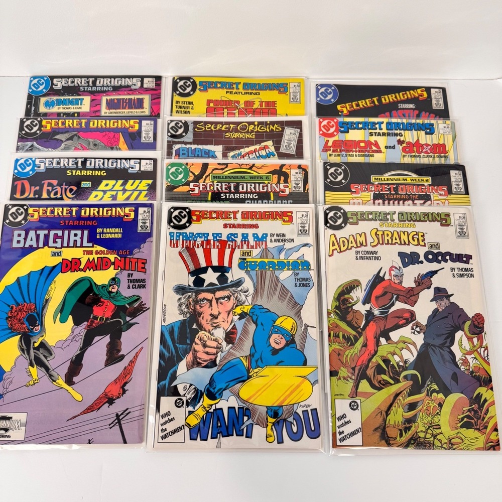DC Comics Secret Origins 12 PC Lot Mixed Copper Age Batman JLA w/Bags & Boards